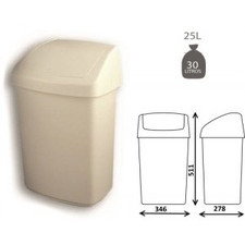 Papelera blanca de 25l con tapa basculante