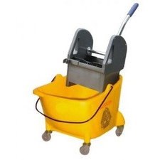 Cubo profesional amarillo de 25 litros con ruedas y prensa