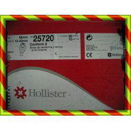 BOLSA HOLLISTER 25720 CONFORM 2 ILEO MID 490185 BOLSAS ILEOST SIST DOBLE PLAC - CONFORM 2 ABIERTA PLANA C/PINZA (MIDI OPACA ARO 55 MM 13-40MM 30 + 10 U )