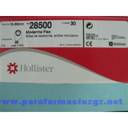 BOLSA HOLLISTER 28500 MODERMA FLEX ILEO 495192 BOLSAS ILEOST RES SINT MIC FIL - MODERMA FLEX ABIERTA PLANA (MIDI TRANSP 15-55 MM 30 U )