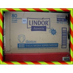 PAÃAL LINDOR ELAST MEDIANO SUP NOCHE 80U 479501 ABSORB INC ORINA SUP-NOC ANAT - LINDOR ELASTICOS (T- MED 80 U )
