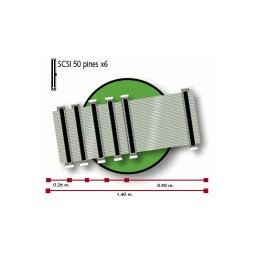 CABLE PLANO PARA SCSI DE 50 PINES 6 CONECTORES