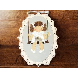 Cuadro infantil niña en columpio - 30 cm.