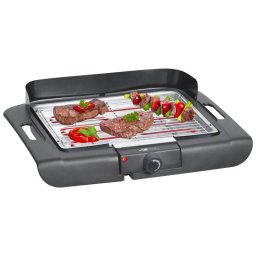 Clatronic BQS 3507 Barbacoa Parrilla Eléctrica 36 x 25 cm, Ajuste de Temperatura, Calentador Extraíble, 2000 W