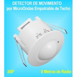 Detector de Movimiento y Presencia Sensor Microondas Empotrable techo 360º
