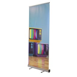Rollup banner de 85 x 206 cm, con remates en negro