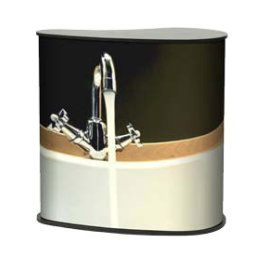 Mesa para promociones o stand con forma de riñón