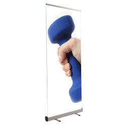 Rollup banner de 100 x 206 cm, con remates en negro