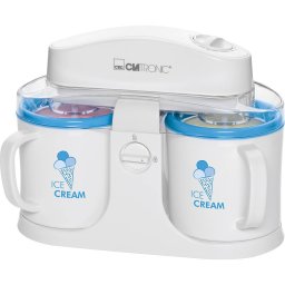 Clatronic ICM 3650 - Heladera, 2 recipientes independientes, capacidad 500 ml, tapas con orificio de llenado, 12 W, color blanco
