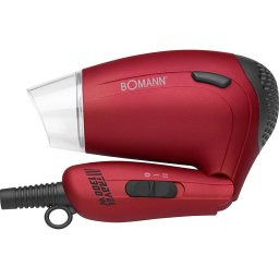 Bomann HTD8005 - Secador de pelo de viaje con difusor, mango plegable, color rojo