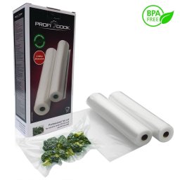 Proficook - Rollos para envasado al vacío de 28cm x 6 m, aptas microondas, cocina vacio y para cocinar a bajas tempertaturas