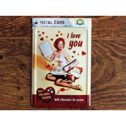 Postal metálica I LOVE YOU CHOCOLATE FACTORY