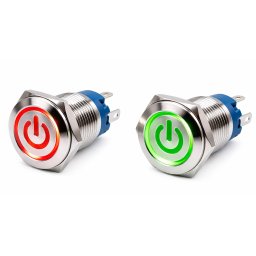 INTERRUPTOR ANTIVANDALICO 12V ROJO-VERDE IP65 19mm