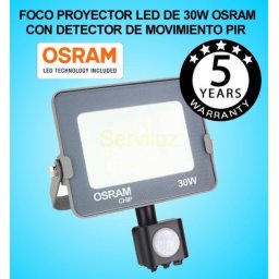Foco Proyector LED 30W con Detector de Movimiento Sensor PIR OSRAM IP65 4000K
