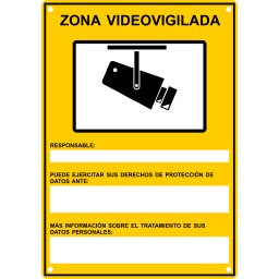 Cartel PVC de Zona Videovigilada Homologado A5 RGPD