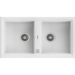 TEKA Fregadero sobre encimera TEGRANITE STONE 90 B-TG 2C V.AUTO BLANCO. 115260012,. Blanco. Dos cubetas.