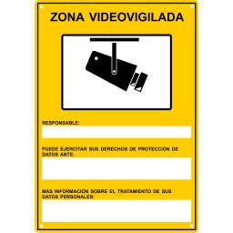 Cartel de Zona Videovigilada METÁLICO Homologado A4 RGPD