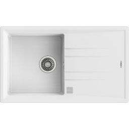 TEKA Fregadero sobre encimera TEGRANITE STONE 50 B-TG 1C 1E V.AUTO BLANCO. 115330026,. Blanco. Una cubeta. Con escurridor.