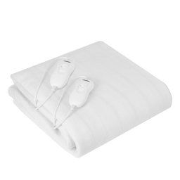 Mesko MS7420 Calienta Camas Eléctrico Doble 150 x 160 cm, Cama Matrimonio, 3 Niveles Temperatura, Lavable, Forro Polar, Calefacción Cama, Protección contra Sobrecalentamiento, Blanco, 120W