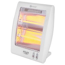 Adler AD 7709 Estufa Eléctrica de Cuarzo Portátil, Radiador Halógeno, Calefactor por Radiación Infrarroja, 2 Elementos de Cuarzo, 2 Niveles Temperatura, Sistema Seguridad, 400 / 800W