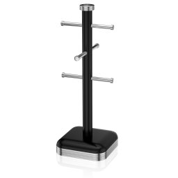 Swan Retro SWKA1030BN Porta Tazas, Soporte Almacenamiento para 6 Tazas Café, Acero Lacado Alta Calidad, Estable, Duradero, Diseño Vintage, Negro