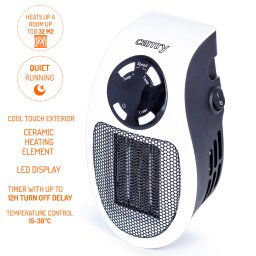 Camry CR7712 Mini Calefactor portátil cerámico sin cable, regulador de temperatura 15-30ºC digital para un bajo consumo, 700W