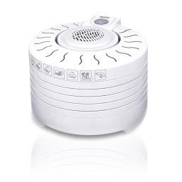 MPM MSG-01 Deshidratador de Alimentos, 5 Bandejas 28 cm, sin BPA, Seca Frutas, Verduras, Carne, Hierbas, 250W, Blanco
