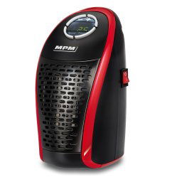 MPM MUG-18 Mini Calefactor Portátil Cerámico sin Cable, Regulador de Temperatura 15 - 32ºC Pantalla LED, Mando a Distancia, Bajo Consumo, 450W