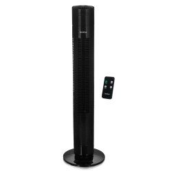 briebe TFN123015 Ventilador de Torre Silencioso con Mando a Distancia, Temporizador hasta 7,5 Horas, Portátil, Oscilante 70º, 3 Velocidades, 80cm, Negro