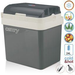 Camry CR 8065 Nevera Portátil Eléctrica de Viaje para Coche, Camping, 12V / 220V, Capacidad 21 Litros, Refrigera, Mantiene el Calor, Modo Bajo Consumo, Gris