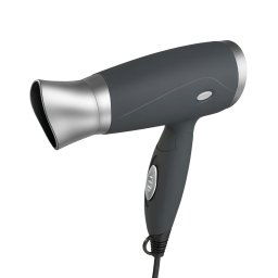 MPM SS-1206 Secador Pelo de Viaje, Plegable, Compacto, 2 Niveles de Velocidad, Boquilla Concentradora 360º, 1400W, Gris