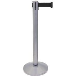 Poste separador gris con cinta extensible negra