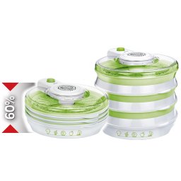 MPM MSG-06 Deshidratador de Alimentos Plegable, 6 Bandejas de 30 cm, 2 Niveles de Potencia, Seca Frutas, Verduras, Carne, Hierbas, 400W