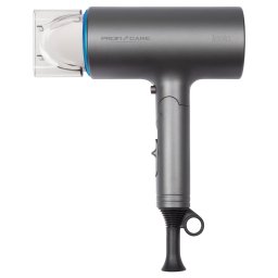 Proficare HT 3073 Secador Pelo Profesional Iónico, Diseño de Tubo, Mango Plegable, 3 Niveles Temperatura y Potencia, Boquilla Concentradora 360ºC, Gris/Azul, 1600W