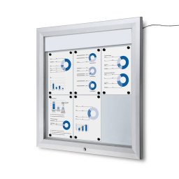 Vitrina de exterior para 6 DIN A4 con iluminación LED e ignífuga