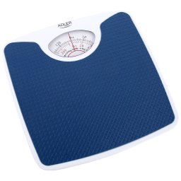 Adler AD8151B Báscula de Baño Mecánica, Profesional, 130 Kg, Gran precisión, Superficie Antideslizante, Fácil de usar, Azul, sin Pilas