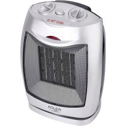 Adler AD 7703 Calefactor Cerámico Portátil PTC, 2 Niveles potencia, Termostato, Aire Frío/Caliente, Oscilante, Protección Sobrecalentamiento, 1500W
