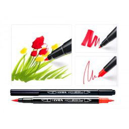 Rotulador lyra aqua brush acuarelable doble punta y pincel tonos primarios blister de 6 unidades