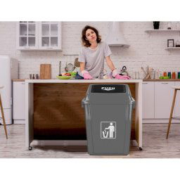 Papelera contenedor q-connect plastico con tapa de balancin 58 litros gris 470x330x760 mm