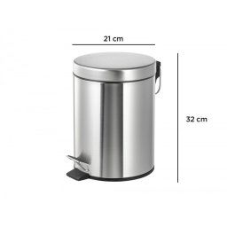Papelera metalica q-connect con pedal cromada 32x21 cm capacidad 6 litros