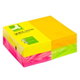 Bloc de notas adhesivas quita y pon q-connect 127x76 mm fsc 100 hojas fluorescentes pack de 12 -surtidas en 4 colores