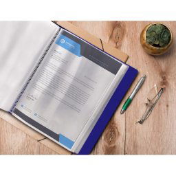 Carpeta liderpapel personaliza 37862 100 fundas polipropilenodin a4 azul con cajetin