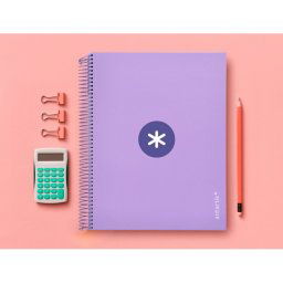 Cuaderno espiral a4 micro antartik tapa forrada 120h 90 gr cuadro 5mm 5 bandas 4 taladros color lavanda