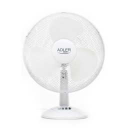 Adler AD7304 Ventilador de Mesa Silencioso, Diámetro Exterior 40cm, 3 Velocidades, Oscilante, Orientación Ajustable, Portátil, Blanco, 90W