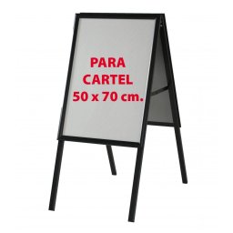 Caballete de aluminio negro para cartel de 50x70 cm
