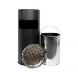 Cenicero papelera metalico q-connect con recogecolillas negro 61,5x25 cm