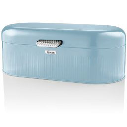 Swan Retro Bin SWKA1014BLN Panera de Mesa para Guardar Pan, Contenedor de Metal para Almacenamiento Pan y Bollería, Bread Bin, Diseño Vintage, Azul