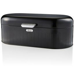 Swan Retro Bin SWKA1014BN Panera de Mesa para Guardar Pan, Contenedor de Metal para Almacenamiento Pan y Bollería, Bread Bin, Diseño Vintage, Negro