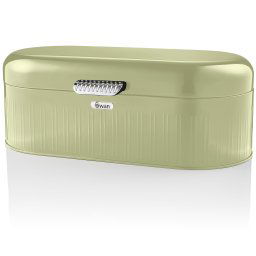 Swan Retro Bin SWKA1014GN Panera de Mesa para Guardar Pan, Contenedor de Metal para Almacenamiento Pan y Bollería, Bread Bin, Diseño Vintage, Verde