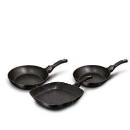 Berlinger Haus Black Rose Juego 2 Sartenes y Grill Inducción 20-24-28cm, Aluminio Forjado, Antiadherente Ecológico Mármol sin PFOA, Diseño Elegante, Apta para Todas Las Cocinas, Vitrocerámica, Gas